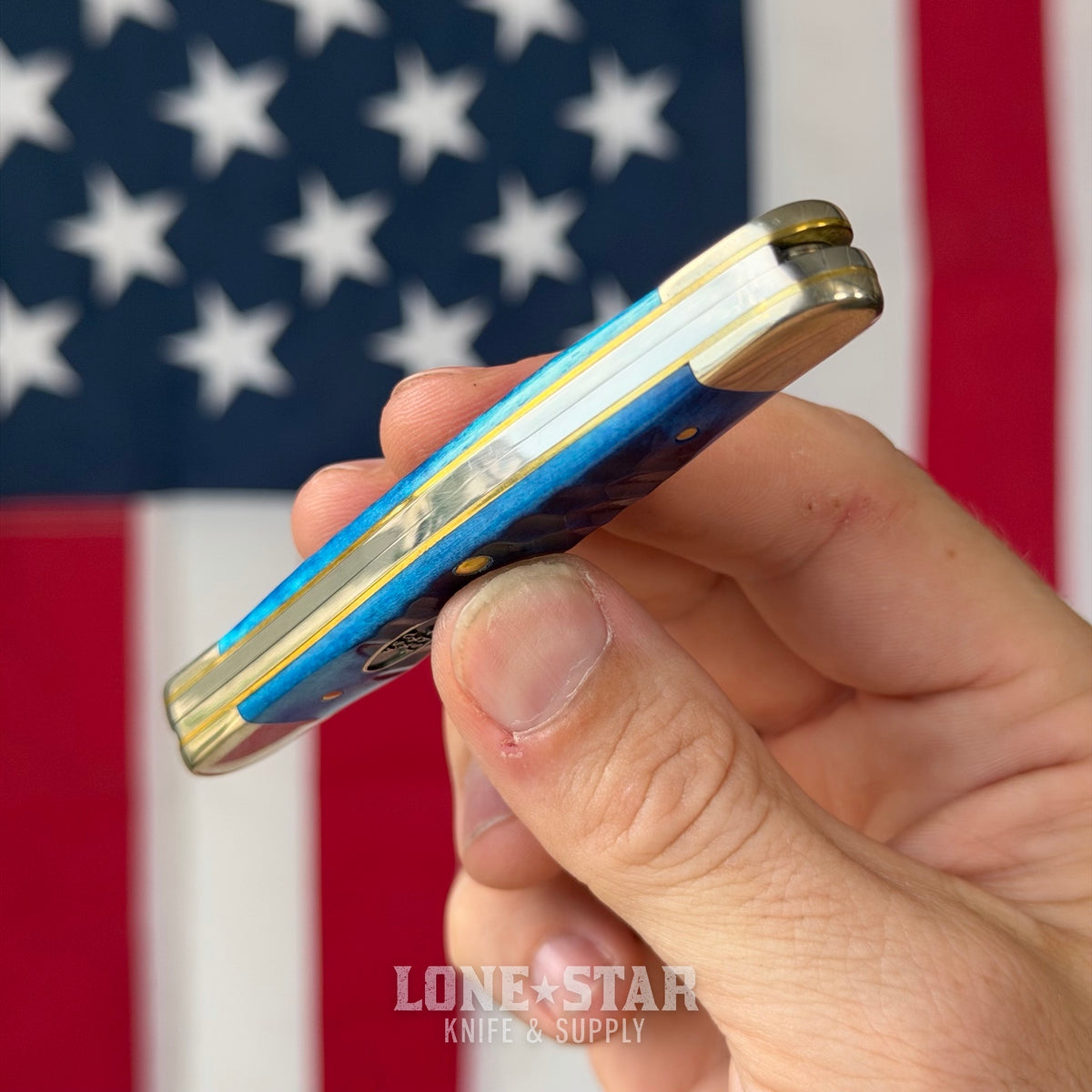 The Back Door: Case Muskrat - Ocean Blue Gator Jig Bone, Two Blade Slipjoint - Made in USA (CA53985) (Trade In)