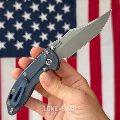 The Back Door: Hinderer XM-18 Non-Flipper Bowie - 3.5" S45VN, Full Titanium, Battle Blue - Made in USA (Trade In)