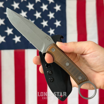 The Back Door: McNees Ringed Agent Fixed Blade - 4" CPM S90V, Orange and Black - Made in USA (Trade In)