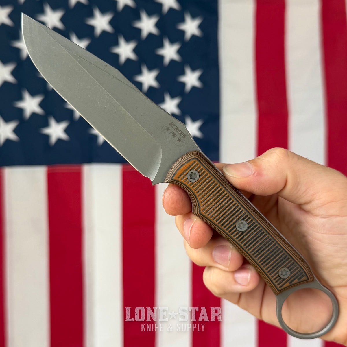 The Back Door: McNees Ringed Agent Fixed Blade - 4" CPM S90V, Orange and Black - Made in USA (Trade In)