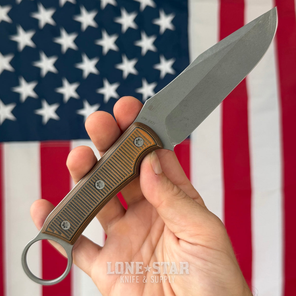 The Back Door: McNees Ringed Agent Fixed Blade - 4" CPM S90V, Orange and Black - Made in USA (Trade In)