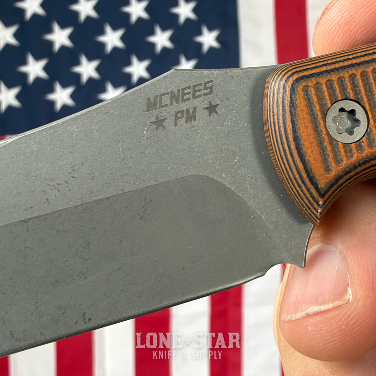 The Back Door: McNees Ringed Agent Fixed Blade - 4" CPM S90V, Orange and Black - Made in USA (Trade In)