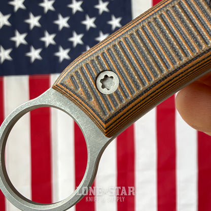 The Back Door: McNees Ringed Agent Fixed Blade - 4" CPM S90V, Orange and Black - Made in USA (Trade In)