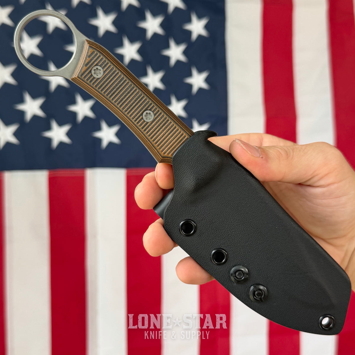 The Back Door: McNees Ringed Agent Fixed Blade - 4" CPM S90V, Orange and Black - Made in USA (Trade In)