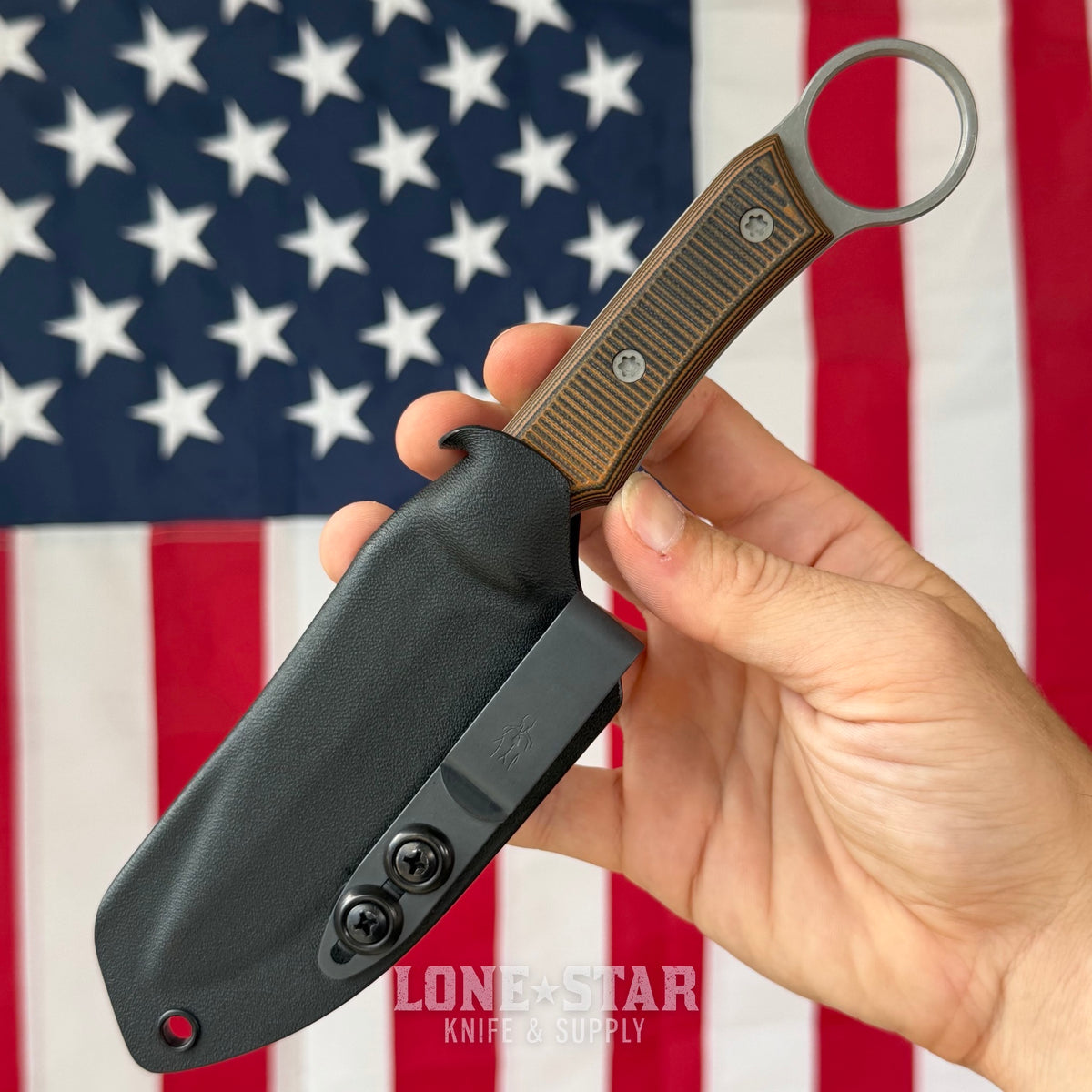 The Back Door: McNees Ringed Agent Fixed Blade - 4" CPM S90V, Orange and Black - Made in USA (Trade In)