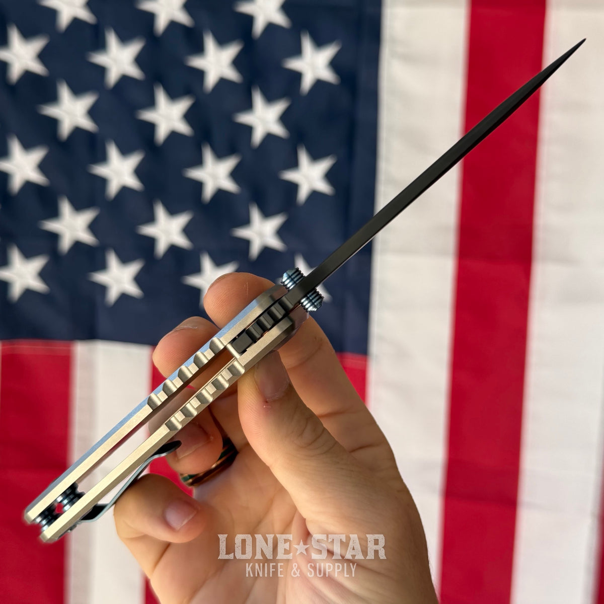 Spartan Blades Harsey Folder SHF - Memento Mori Special Edition, Engraved Skeleton, Black PVD MagnaCut, Blue Hardware - Made in USA (SF5MMORI)