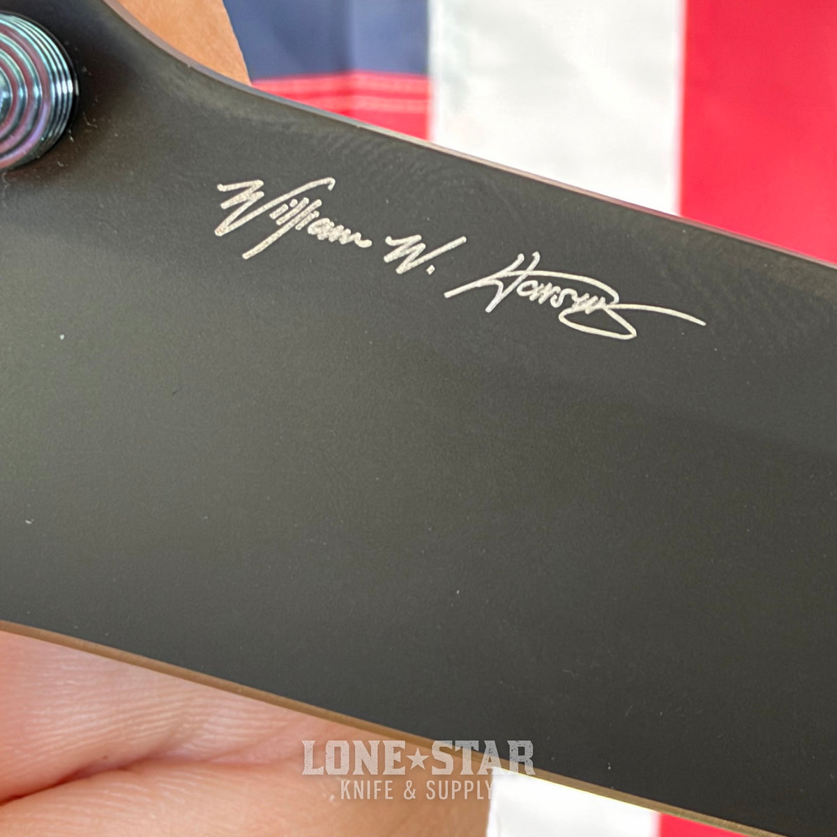 Spartan Blades Harsey Folder SHF - Memento Mori Special Edition, Engraved Skeleton, Black PVD MagnaCut, Blue Hardware - Made in USA (SF5MMORI)