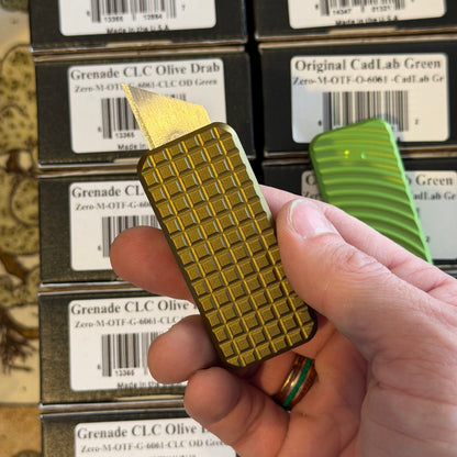 Rivery MFG Zero Utility Knife – Grenade Pattern, 6061 Aluminum, Retractable Blade – Made in USA