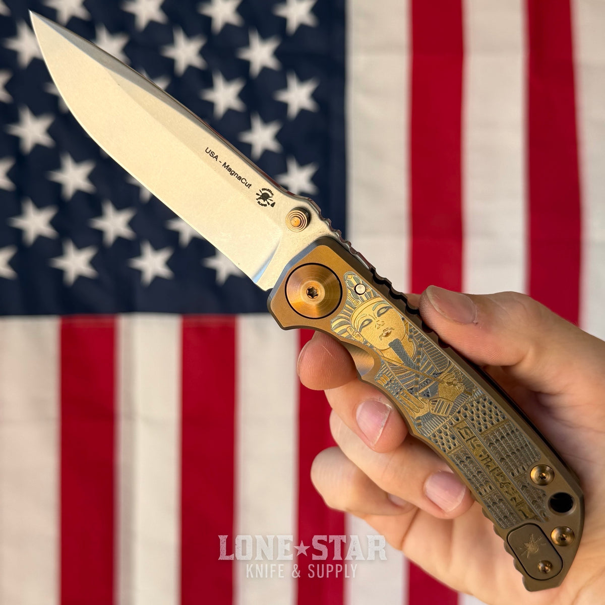 Spartan Blades Harsey Folder SHF - King Tut 2025 Special Edition, Bronze Hardware, MagnaCut - Made in USA (SF5KTUT)