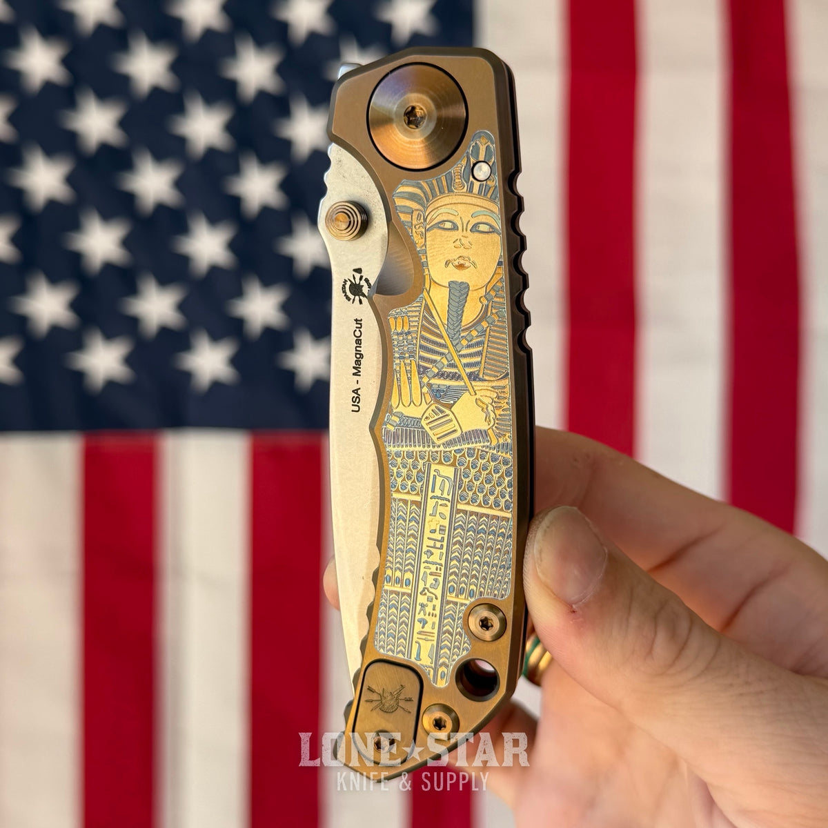 Spartan Blades Harsey Folder SHF - King Tut 2025 Special Edition, Bronze Hardware, MagnaCut - Made in USA (SF5KTUT)