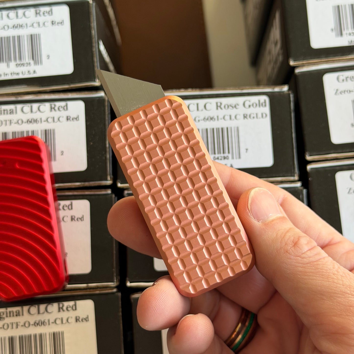 Rivery MFG Zero Utility Knife – Grenade Pattern, 6061 Aluminum, Retractable Blade – Made in USA