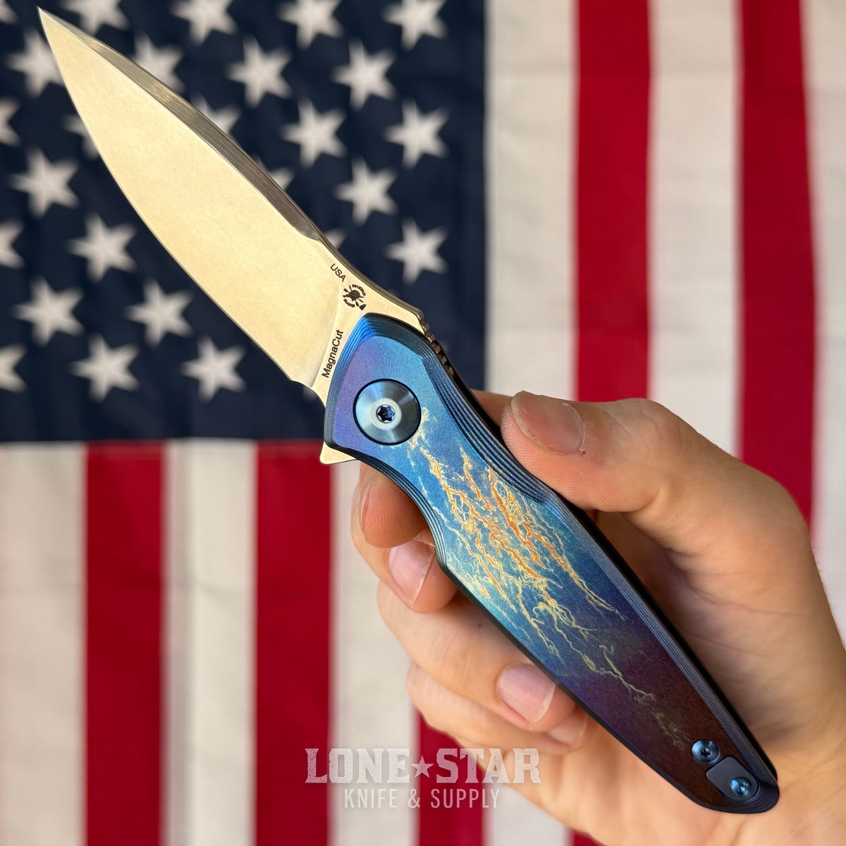 Spartan Blades Pandia Flipper - Stormwatch, Titanium Frame Lock, MagnaCut - Made in USA (SF16STORM)