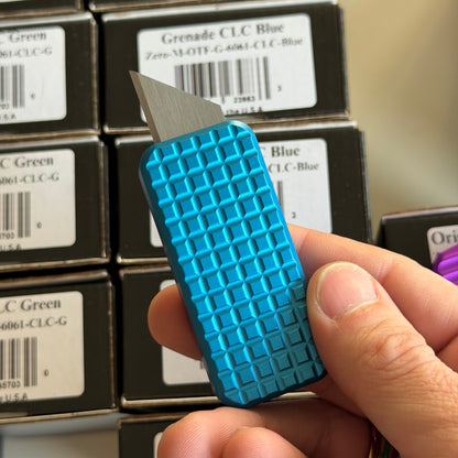 Rivery MFG Zero Utility Knife – Grenade Pattern, 6061 Aluminum, Retractable Blade – Made in USA
