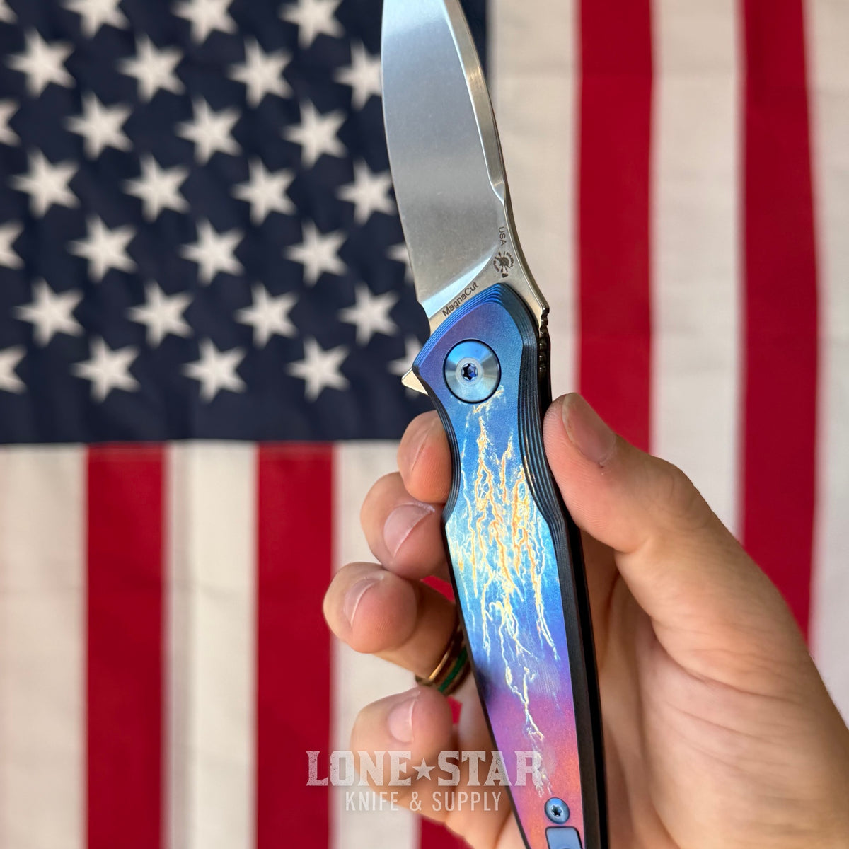 Spartan Blades Pandia Flipper - Stormwatch, Titanium Frame Lock, MagnaCut - Made in USA (SF16STORM)