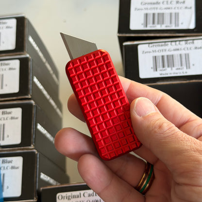 Rivery MFG Zero Utility Knife – Grenade Pattern, 6061 Aluminum, Retractable Blade – Made in USA