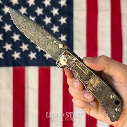 Spartan Blades Harsey Folder SHF - Templar Edition, Chad Nichols Damascus, Titanium - Made in USA (SF5TEMPDM)