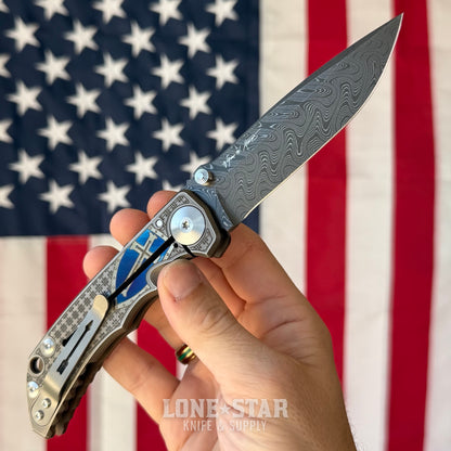 Spartan Blades Harsey Folder SHF - Templar Edition, Chad Nichols Damascus, Titanium - Made in USA (SF5TEMPDM)