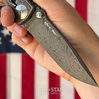 Spartan Blades Harsey Folder SHF - Templar Edition, Chad Nichols Damascus, Titanium - Made in USA (SF5TEMPDM)