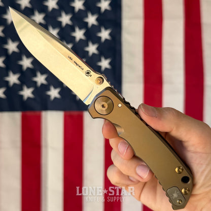 Spartan Blades Harsey Folder SHF - Bronze Anodized Titanium, Bronze Hardware, MagnaCut - Made in USA (SF5BRONZEANO)