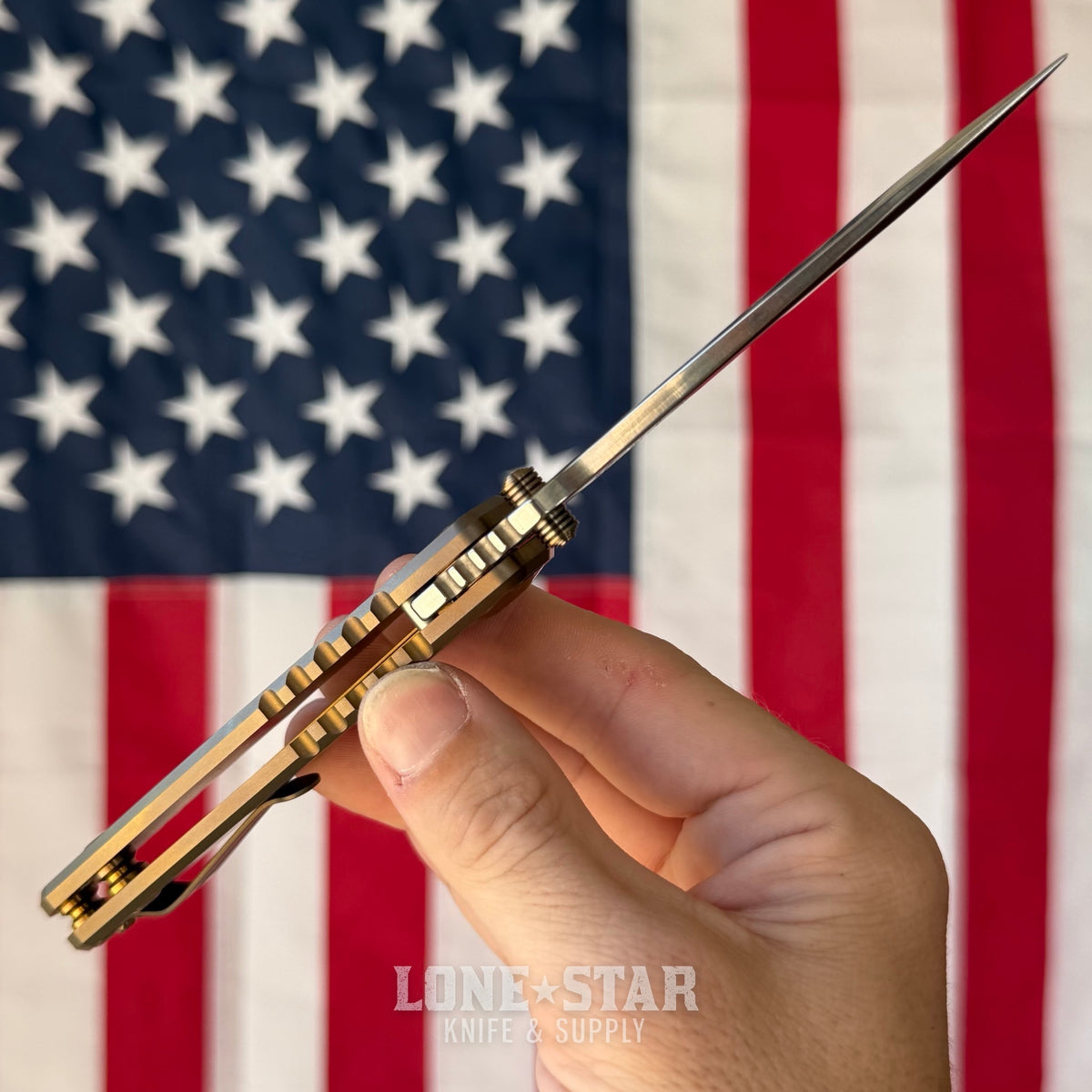 Spartan Blades Harsey Folder SHF - Bronze Anodized Titanium, Bronze Hardware, MagnaCut - Made in USA (SF5BRONZEANO)