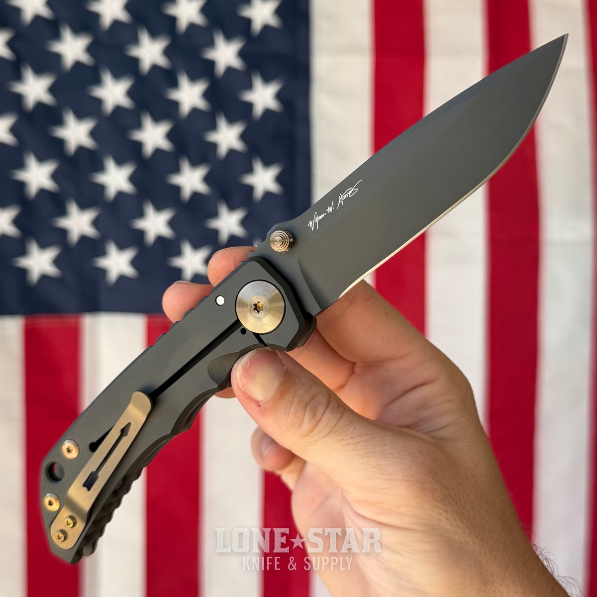 Spartan Blades Harsey Folder SHF - Black PVD Titanium, Bronze Hardware, MagnaCut - Made in USA (SF5BK)