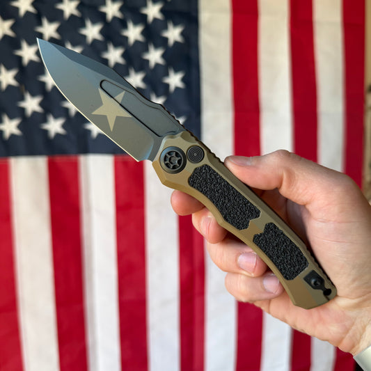 Heretic Knives Wraith Auto Knife – Texas Edition, 3.7” MagnaCut Blade, Two-Tone Tan – Made in USA