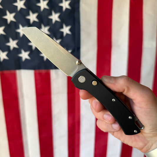 American Blade Works Model 3 Manual Black Aluminum Knife - MagnaCut Blade - Made in USA