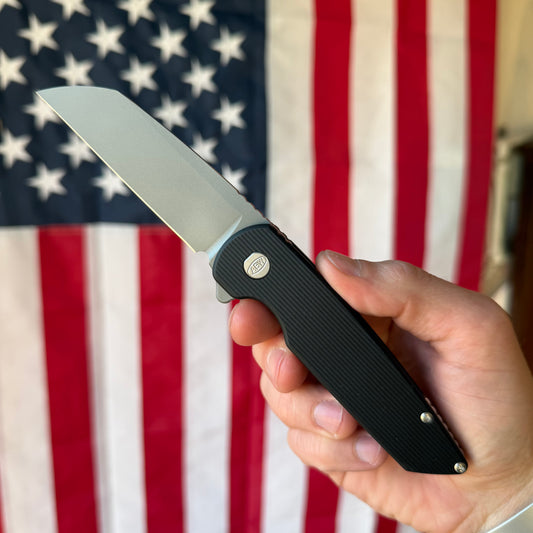 ABW Model 2 Knife – 3.25” MagnaCut Blade, Black Aluminum Handle, Liner Lock Flipper – Made in USA