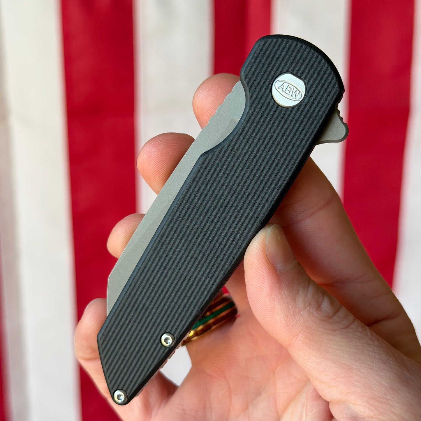 ABW Model 2 Knife – 3.25” MagnaCut Blade, Black Aluminum Handle, Liner Lock Flipper – Made in USA