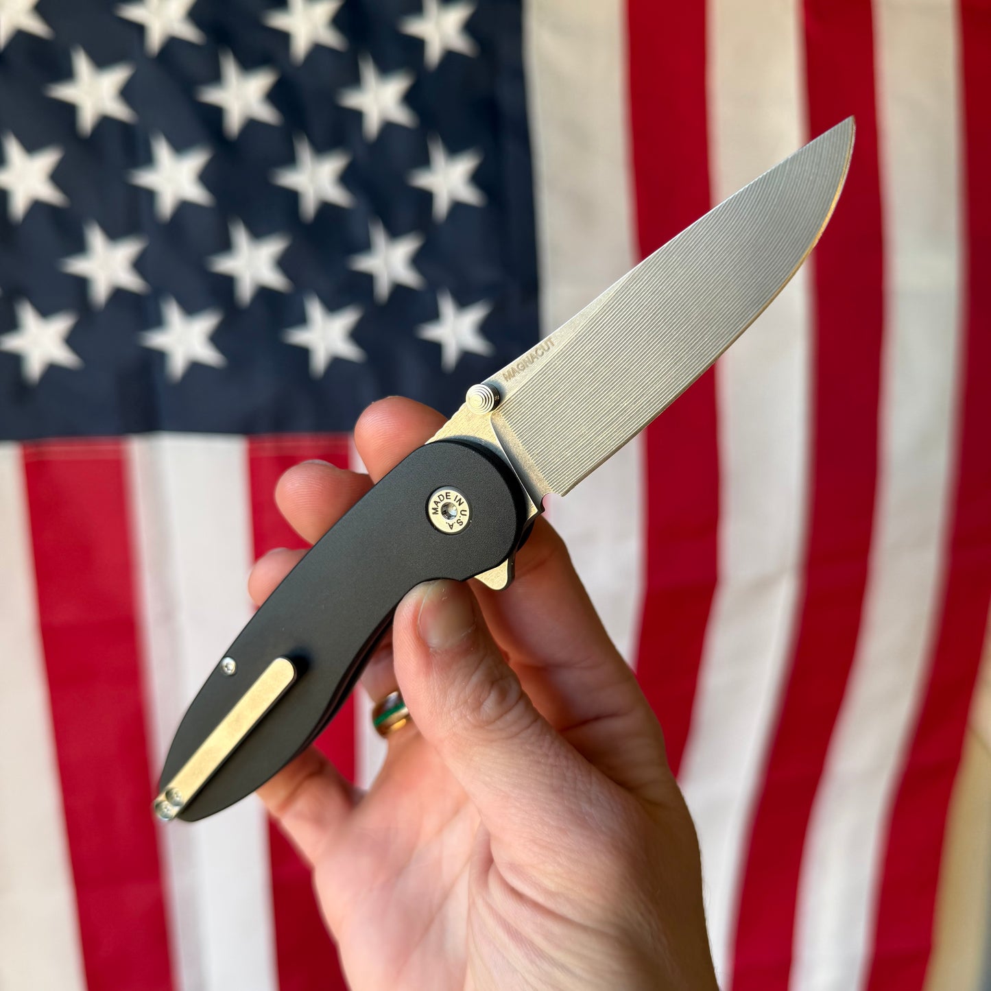 ABW Model 1 Knife – 3.25” MagnaCut Blade, Black Anodized Aluminum Handle, Liner Lock – Made in USA