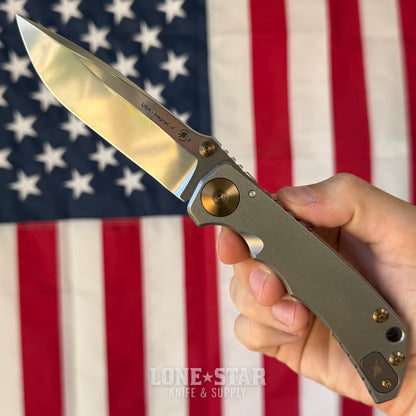 Spartan Blades Harsey Folder SHF - Stonewash Titanium, Bronze Hardware, MagnaCut - Made in USA (SF5SWBZ)