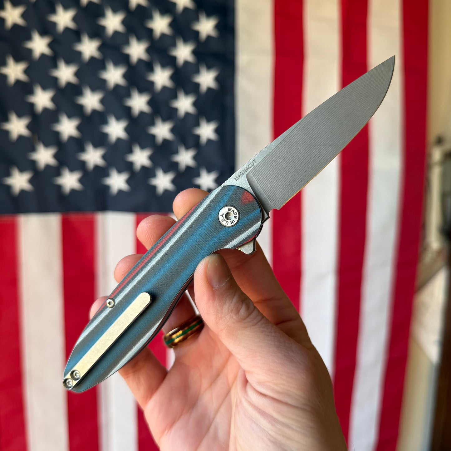 ABW Model 1 V7 Knife – 3.25” MagnaCut Blade, Color G10 Handle, Liner Lock – Made in USA