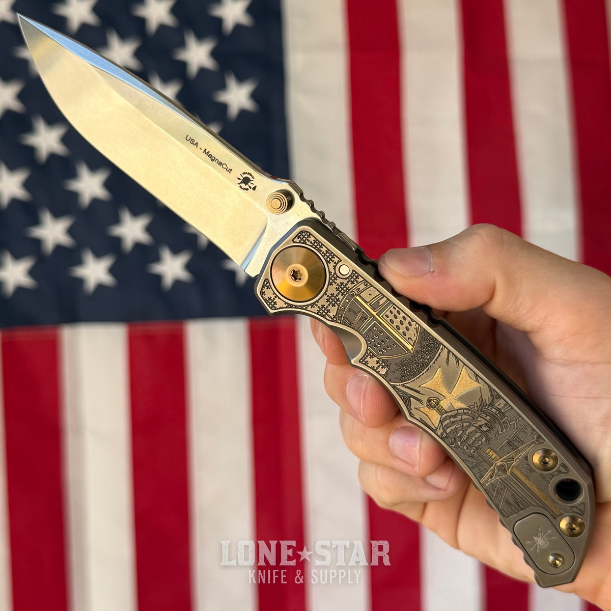 Spartan Blades Harsey Folder SHF - Templar Edition, Stonewash Titanium, MagnaCut - Made in USA (SF5TEMPSW)