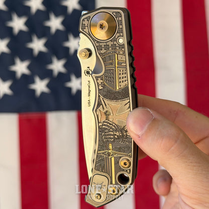 Spartan Blades Harsey Folder SHF - Templar Edition, Stonewash Titanium, MagnaCut - Made in USA (SF5TEMPSW)