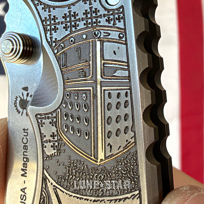 Spartan Blades Harsey Folder SHF - Templar Edition, Stonewash Titanium, MagnaCut - Made in USA (SF5TEMPSW)