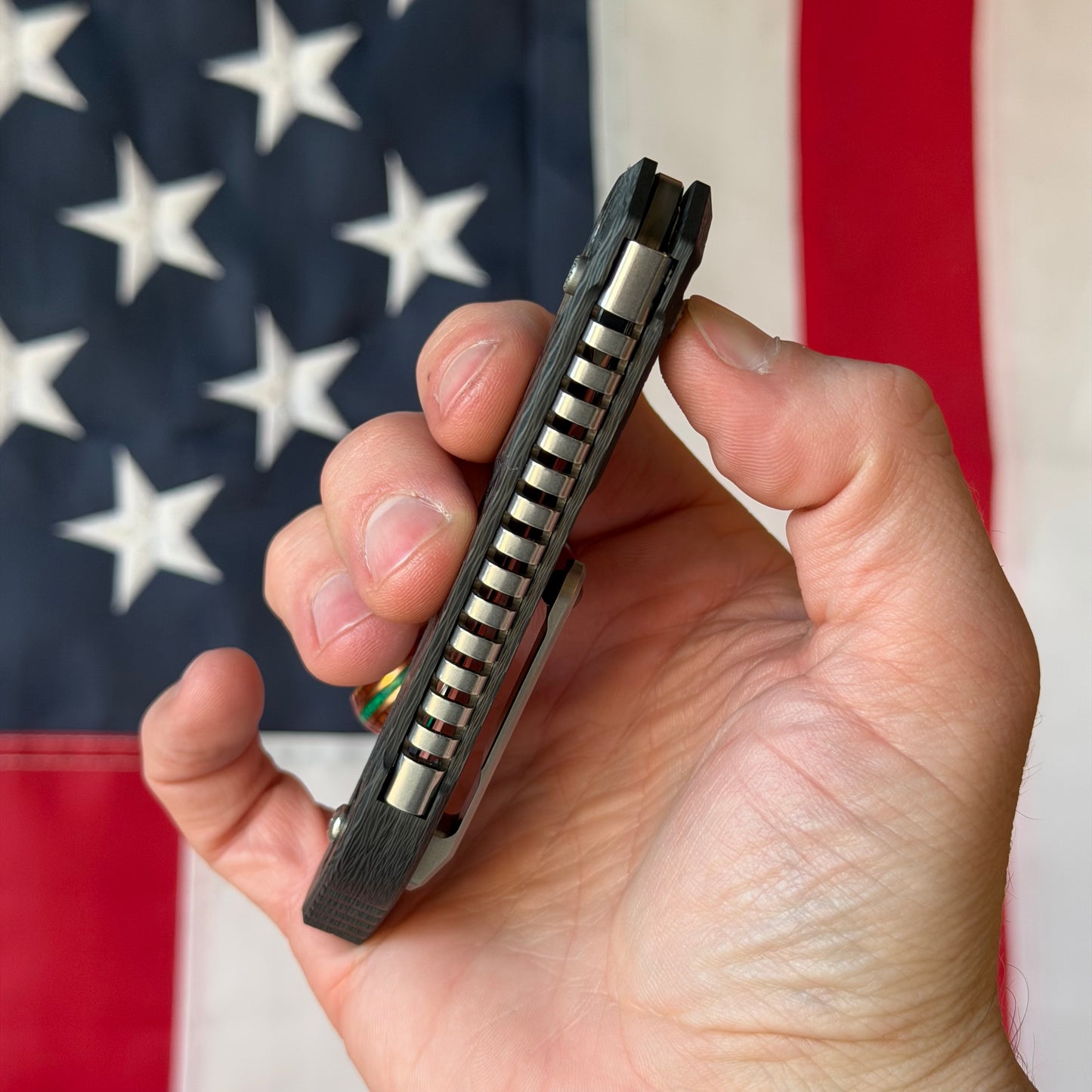 Heretic Knives Koschei Prototype Knife – Carbon Fiber Chassis, Hand Ground High Polish M390 Blade – Serialized – Made in USA (S/N 024)