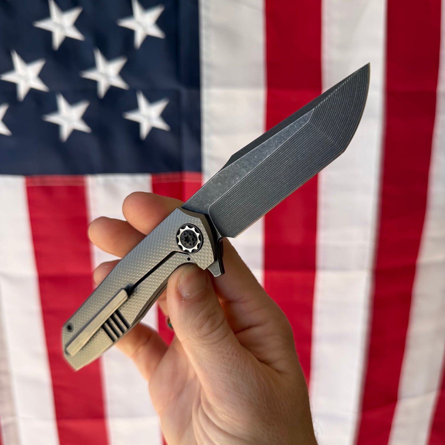 NCC Ragnarok V1 Knife – 3.2” S45VN Harpoon Blade, Gun Metal Gray Titanium, Frame Lock – Made in USA (S/N 157)