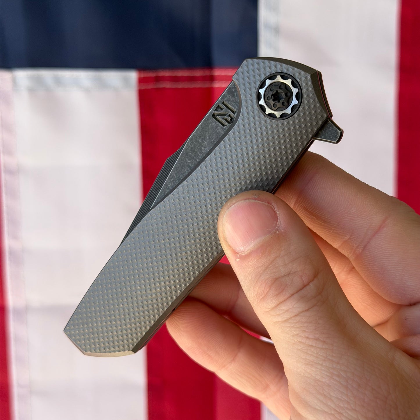 NCC Ragnarok V1 Knife – 3.2” S45VN Harpoon Blade, Gun Metal Gray Titanium, Frame Lock – Made in USA (S/N 157)