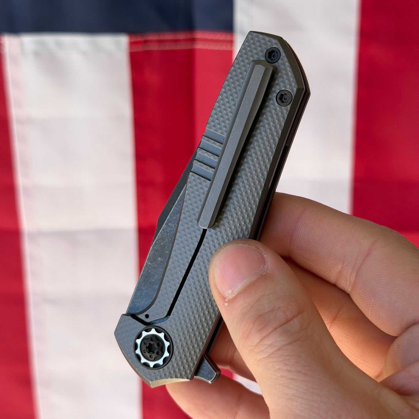 NCC Ragnarok V1 Knife – 3.2” S45VN Harpoon Blade, Gun Metal Gray Titanium, Frame Lock – Made in USA (S/N 157)