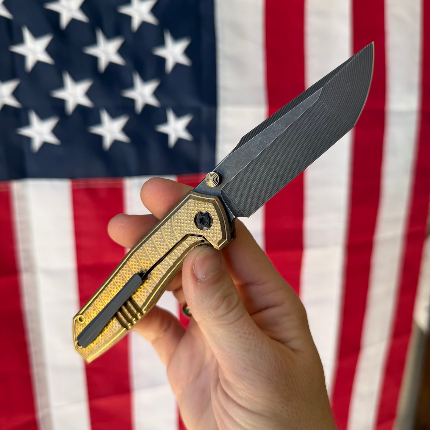 NCC Ragnarok V4 3.2" Knife – Stonewash Bronze Titanium, S45VN, Frame Lock – Made in USA (RAGNAROK-V4-29)