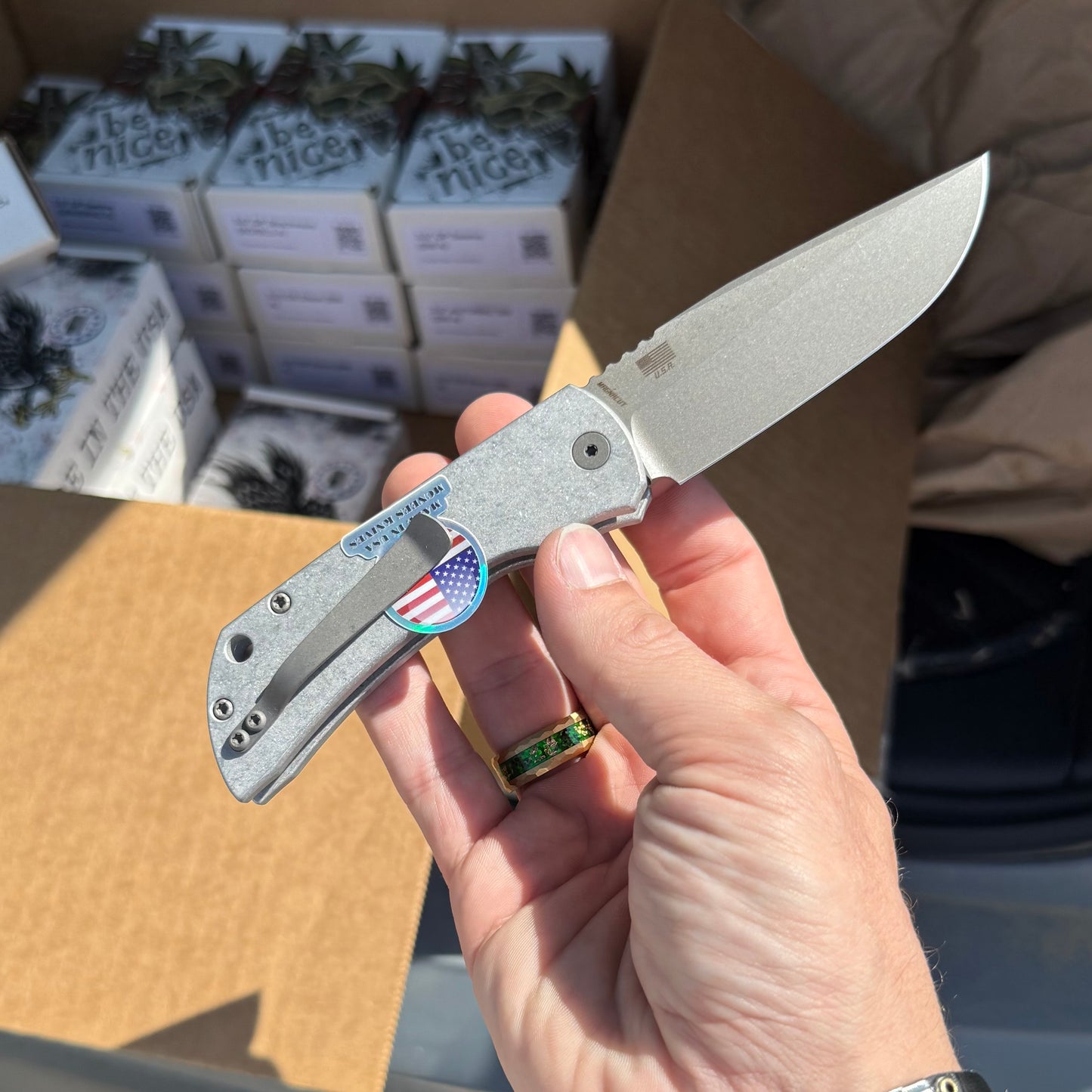 AutoMac Automatic Knife – Made in USA, Milled Aluminum Handle
