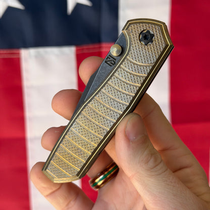 NCC Ragnarok V4 3.2" Knife – Stonewash Bronze Titanium, S45VN, Frame Lock – Made in USA (RAGNAROK-V4-29)
