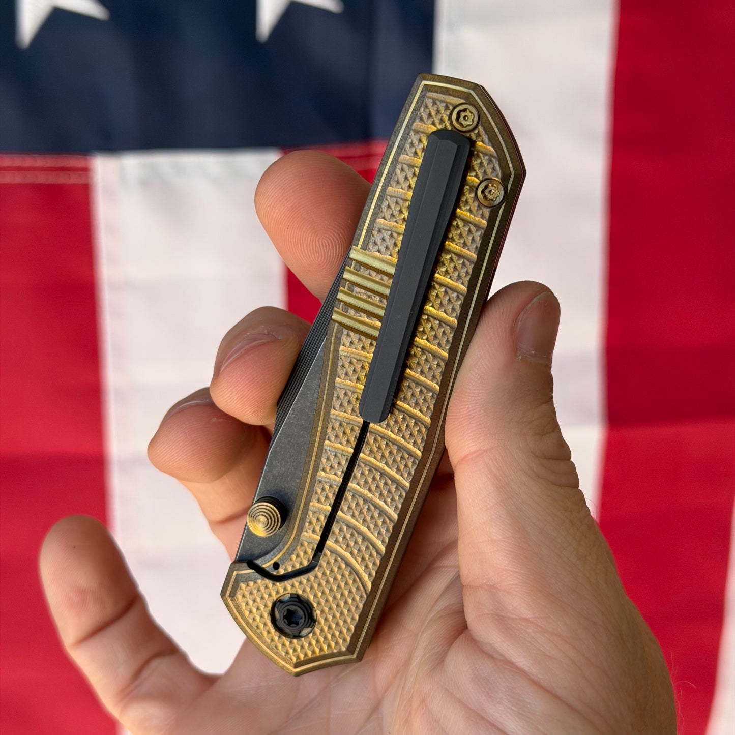NCC Ragnarok V4 3.2" Knife – Stonewash Bronze Titanium, S45VN, Frame Lock – Made in USA (RAGNAROK-V4-29)