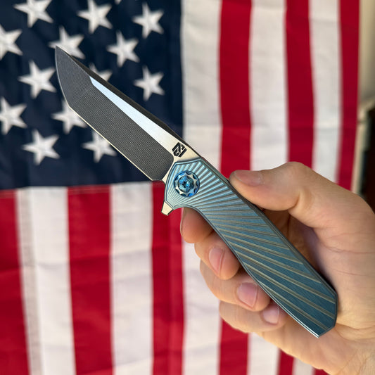 NCC Ragnarok V3 Knife – 3.2” S45VN Clip Point Blade, Ice Blue Titanium, Frame Lock – Made in USA (S/N 009)