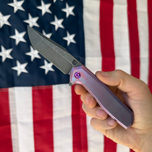 NCC Miami Vice Ragnarok V1 Knife – 3.2” S45VN Harpoon Blade, Titanium Frame Lock – Made in USA (S/N 156)