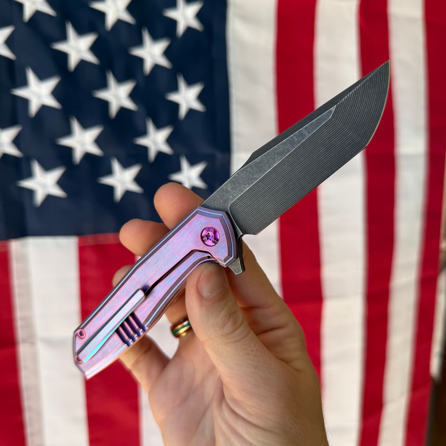 NCC Miami Vice Ragnarok V1 Knife – 3.2” S45VN Harpoon Blade, Titanium Frame Lock – Made in USA (S/N 156)
