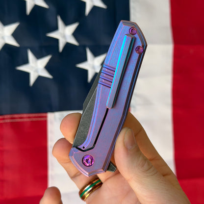 NCC Miami Vice Ragnarok V1 Knife – 3.2” S45VN Harpoon Blade, Titanium Frame Lock – Made in USA (S/N 156)