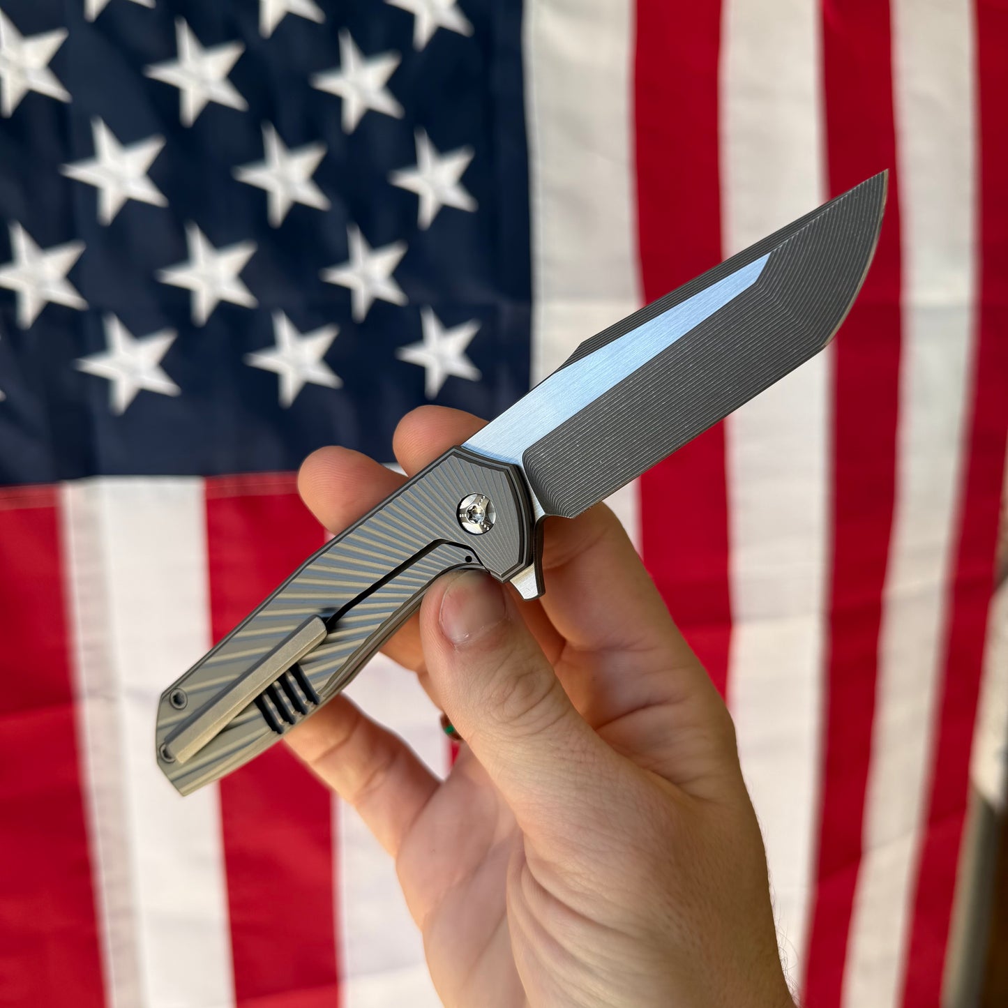 NCC Ragnarok V1 Knife – 3.2” Nitro-V Harpoon Blade, Gun Metal Gray Titanium, Frame Lock – Made in USA (S/N 097)