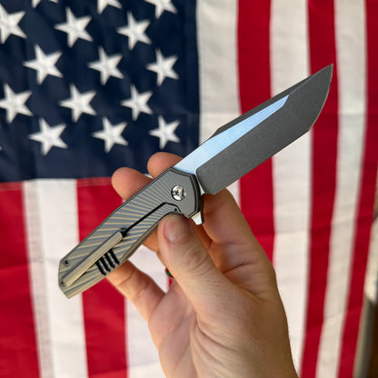 NCC Ragnarok V1 Knife – 3.2” Nitro-V Harpoon Blade, Gun Metal Gray Titanium, Frame Lock – Made in USA (S/N 097)