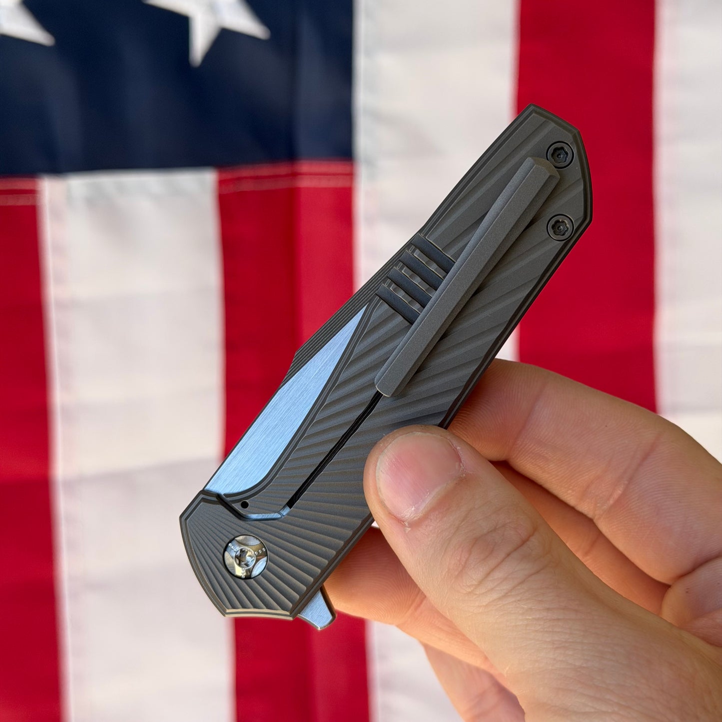NCC Ragnarok V1 Knife – 3.2” Nitro-V Harpoon Blade, Gun Metal Gray Titanium, Frame Lock – Made in USA (S/N 097)